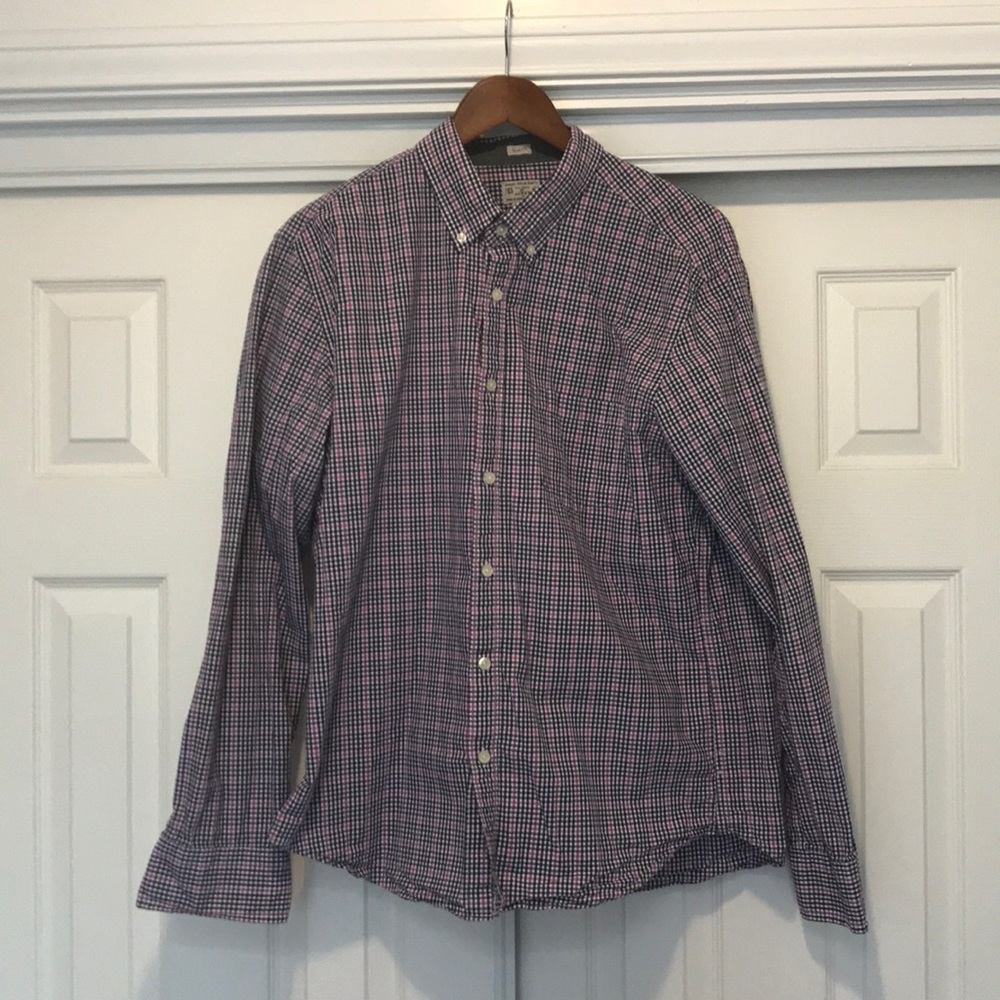 Mens J.Crew size XL button up shirt. Pink & black
